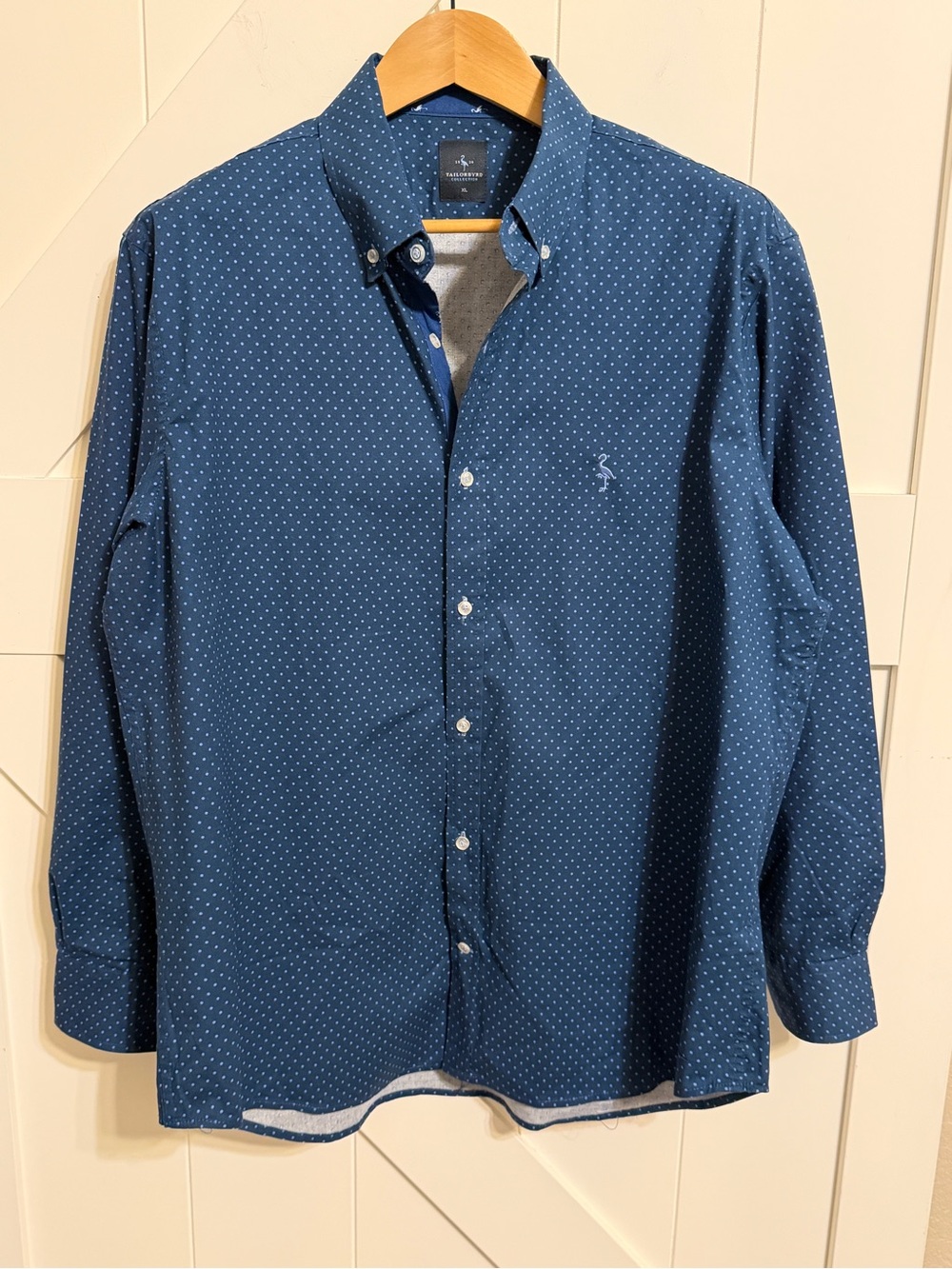TailorByrd Collection Men’s XL Blue Polka Dot Stretch Button Down Shirt